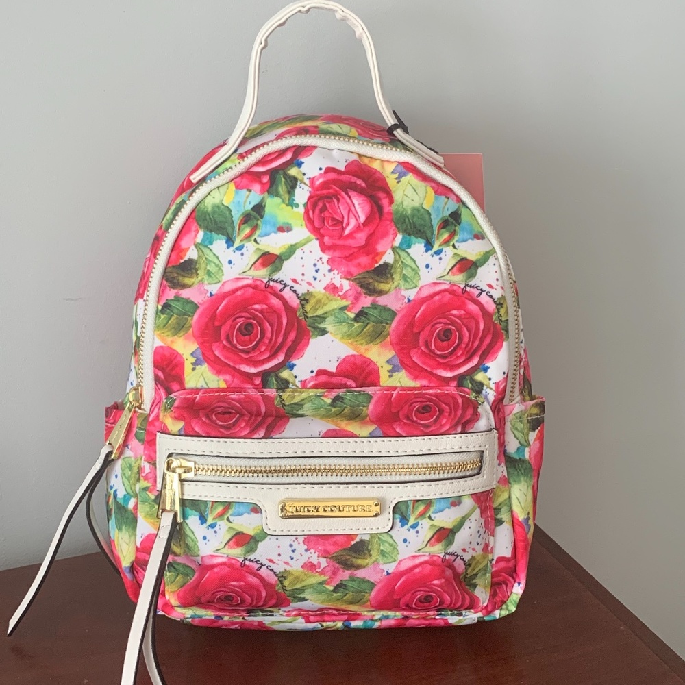 Juicy Couture White Multi Rose Rosie Mini Backpack